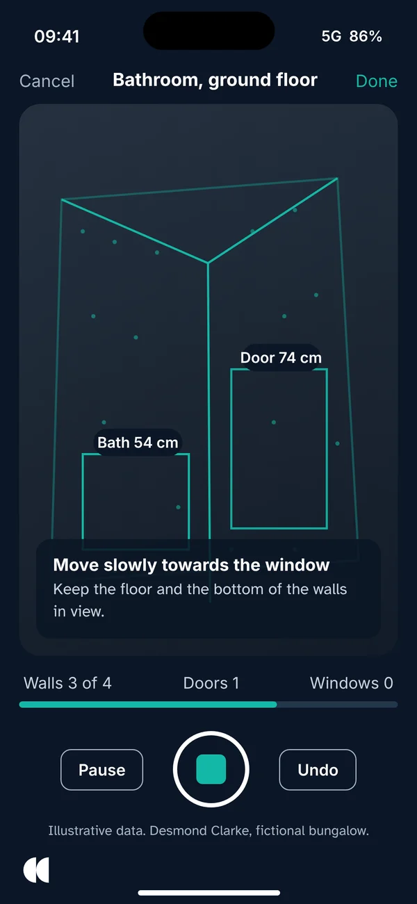 LiDAR room scan in progress on iPhone
